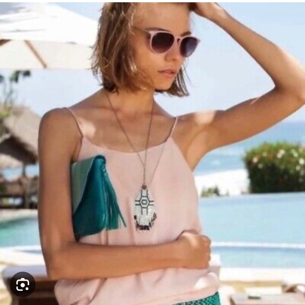 Anthropologie Cocobelle  Borneo Pendant Necklace Peach New with Tags Pendant‎